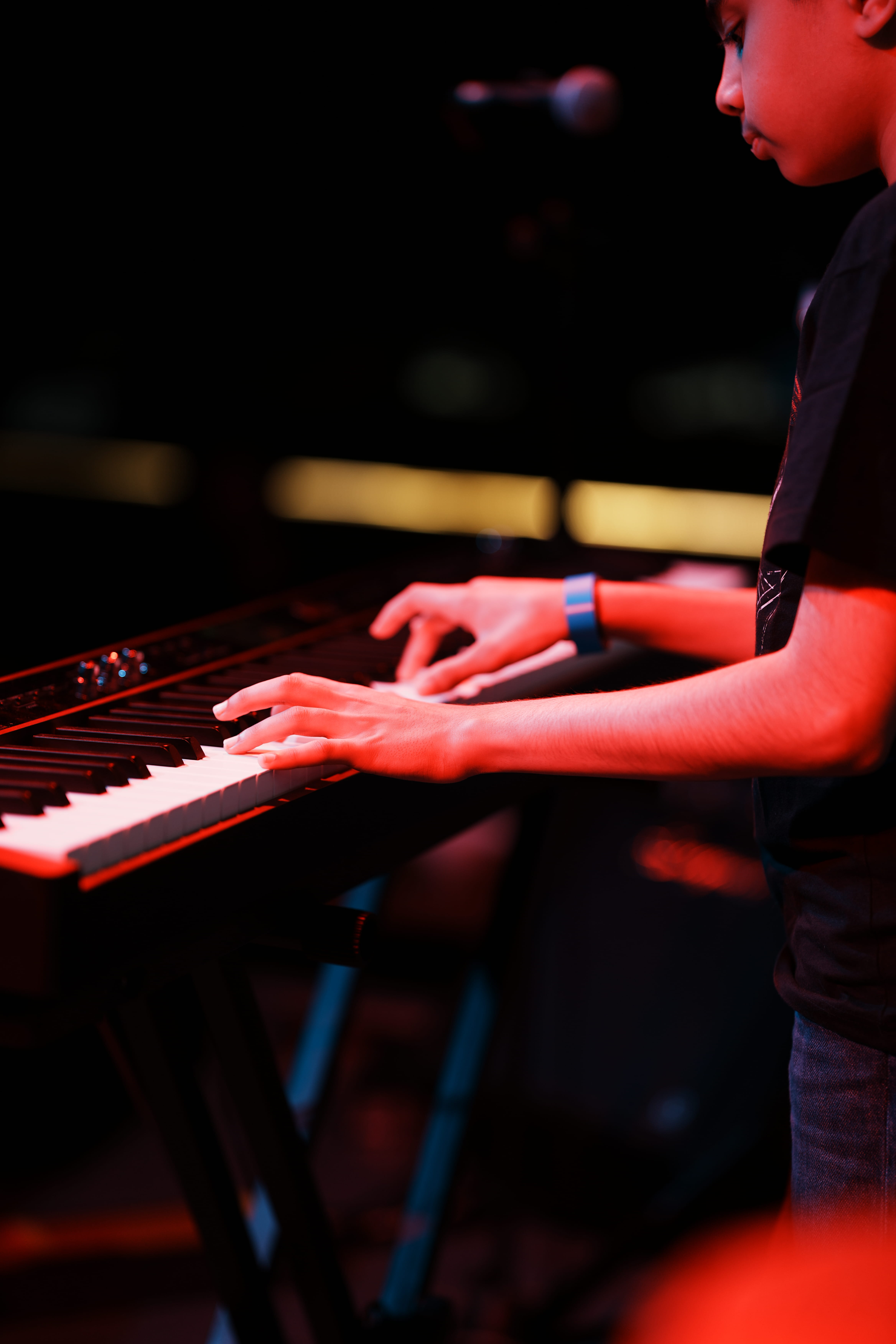 Viaan Ghorpade performing piano at Mercedes Benz Centre in Dubai